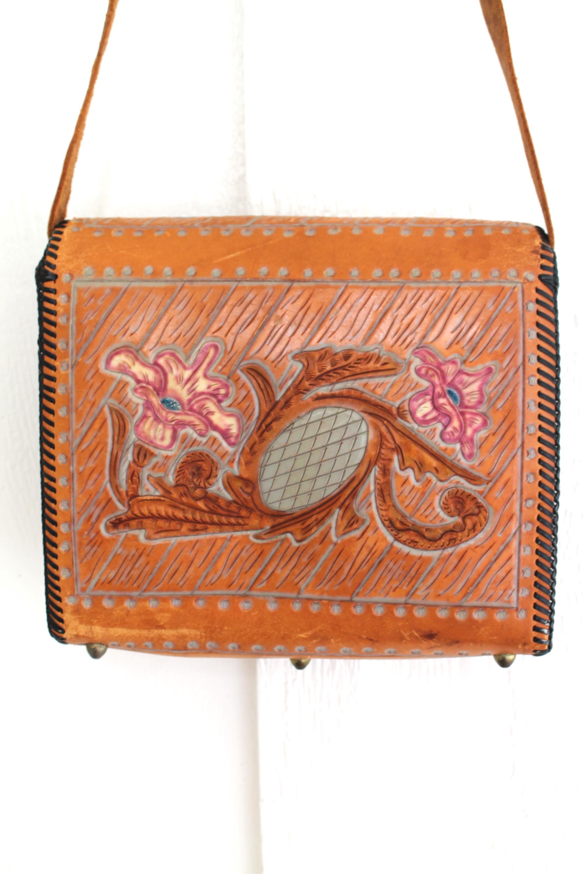 Tooled Leather -1940-50s - Vintage - Western - Cowgirl - Purse