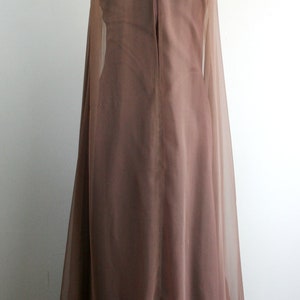 1970s Brown Chiffon Evening Gown by Coco of California Formal, Black Tie Party Dress image 5
