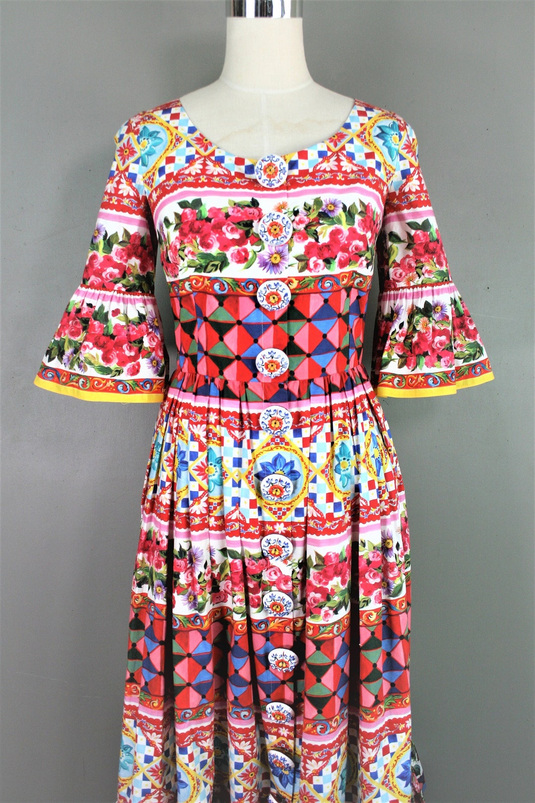 新品✨DOLCE & GABBANA MAMBO PRINT DRESS 44 Dolce & Gabbana, Mambo, Multicolor , Cotton Fit and Flare