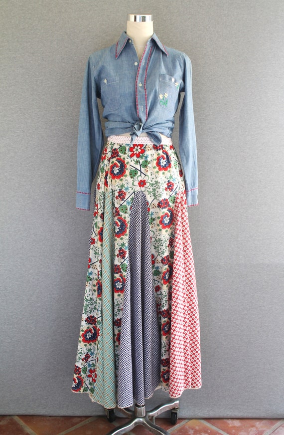Double D Ranch -Patchwork - Circle Skirt - Maxi -… - image 2