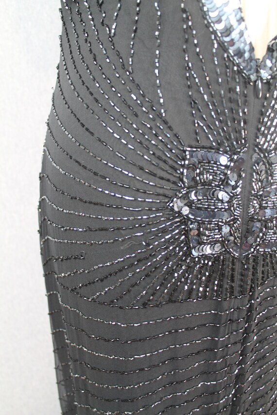1980s Black Beaded Dress