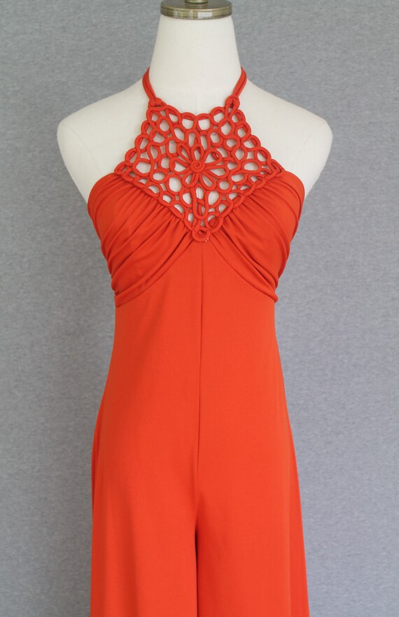 1970s - Rusty Orange  - Jumpsuit -  Disco - Club … - image 2