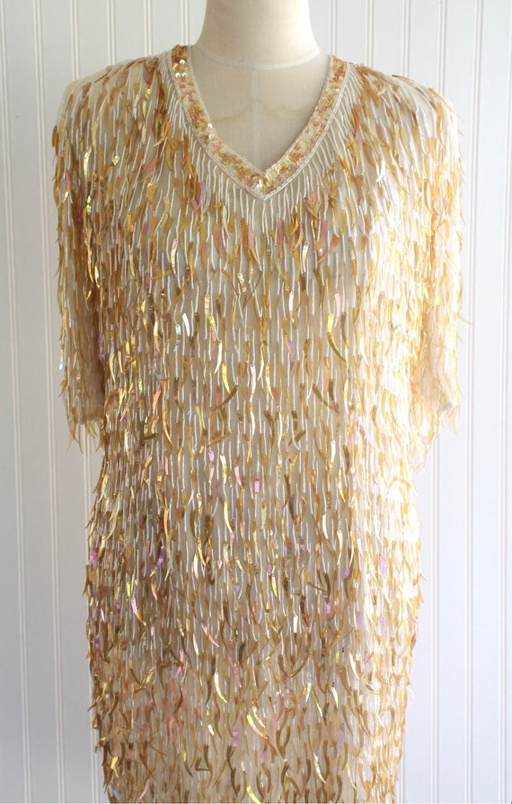 Beaded - Fringe - Champagne - Gold - Cocktail - Pa
