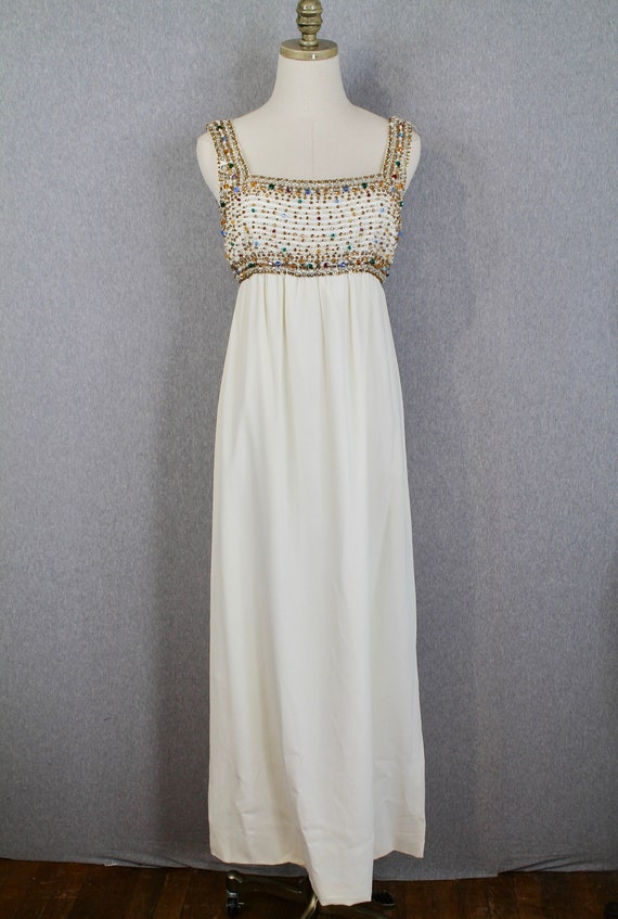 1960s DYNASTY Evening Gown - White Beaded Formal … - image 2