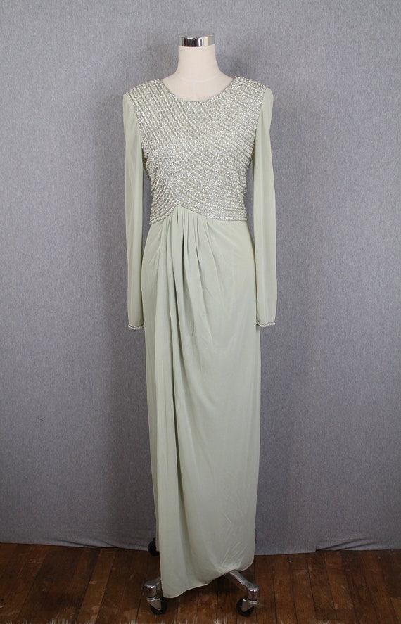 1970s 1980s Beaded Evening Gown by Victoria - Sag… - image 1