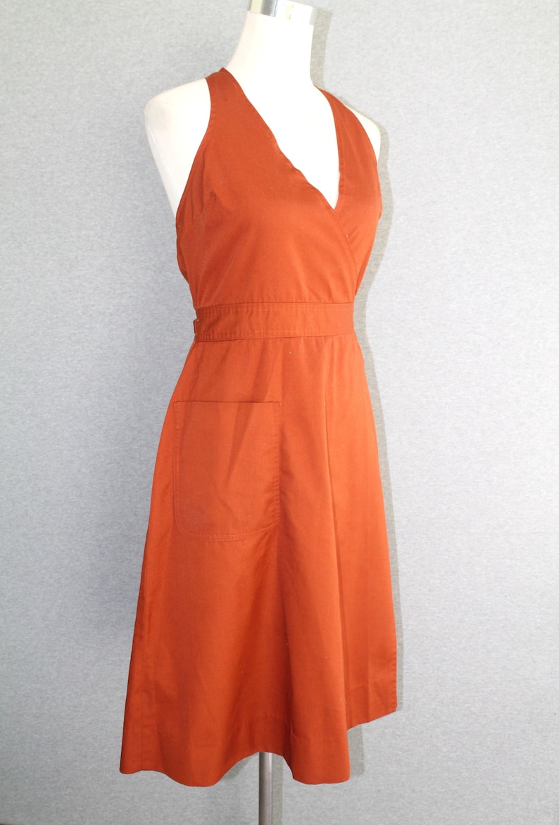 1970s Rust Wrap Dress Halter Dress by Fashion World Marked size M image 1