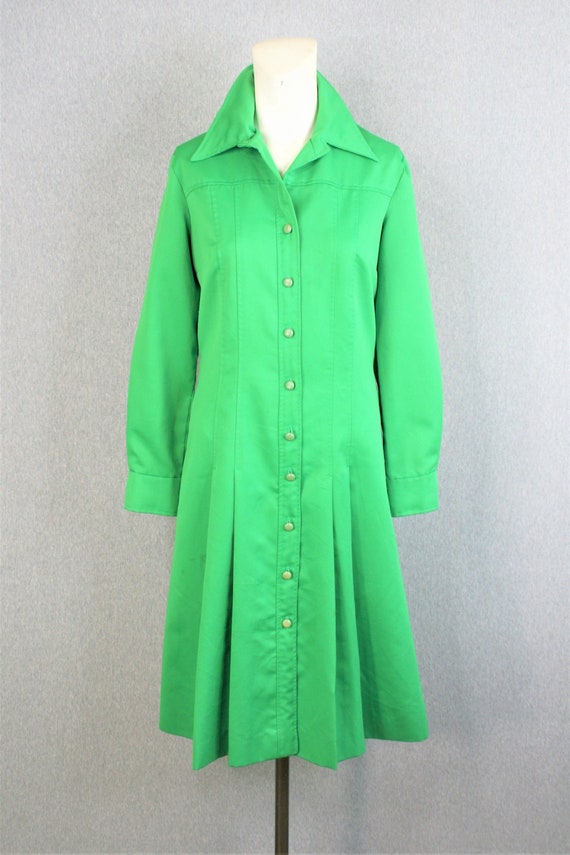 1970s - Shirt Dress - Green - by Serbin - Estimate