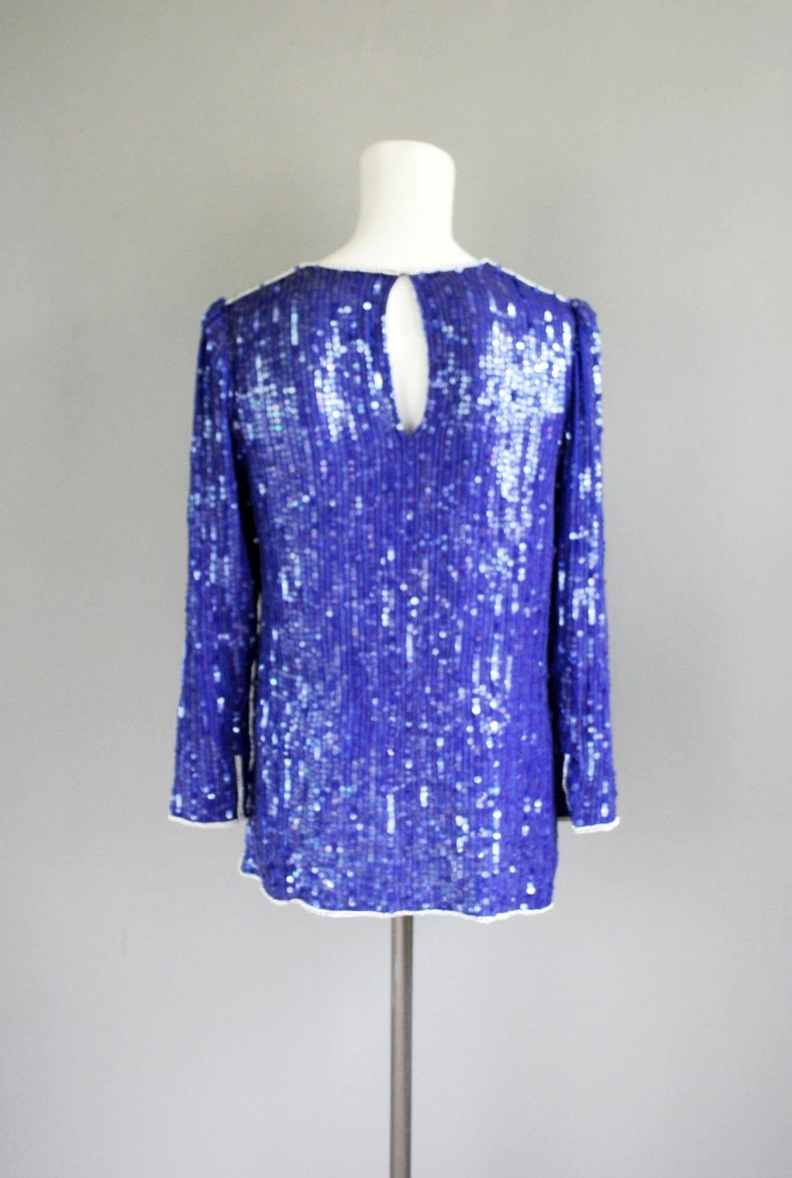 1980s Royal Blue Sequined Top by Judith Ann Creations - Etsy