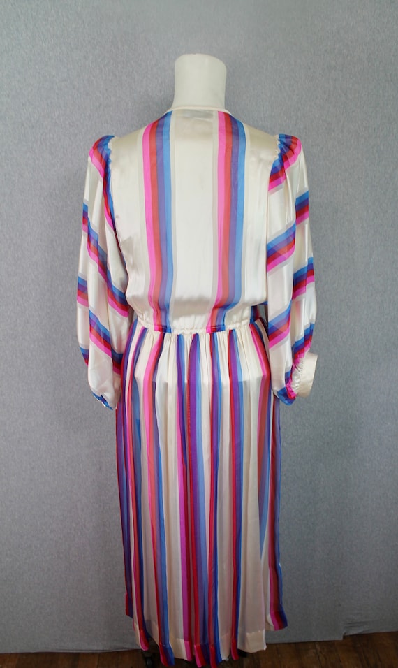 1980s Albert Nipon Silk Striped Shirtwaist Dress … - image 5