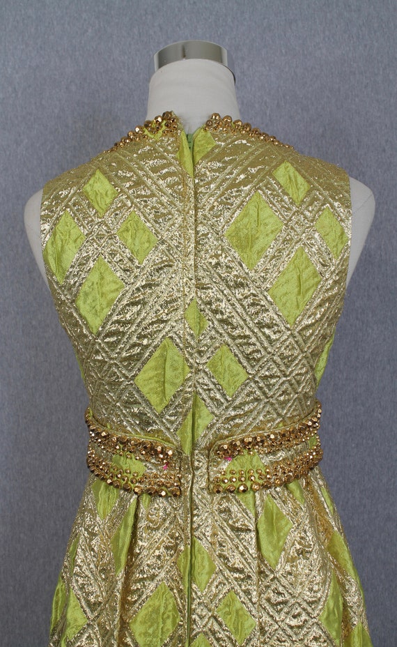 1960s DAVISON'S Evening Gown - Chartreuse and Gol… - image 5