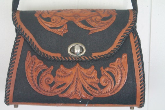 Tooled Purse - Western - Cowgirl - Large Heavily … - image 1