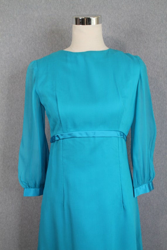 1950s, 1960s Chiffon Party Dress - Teal Blue - Bl… - image 2