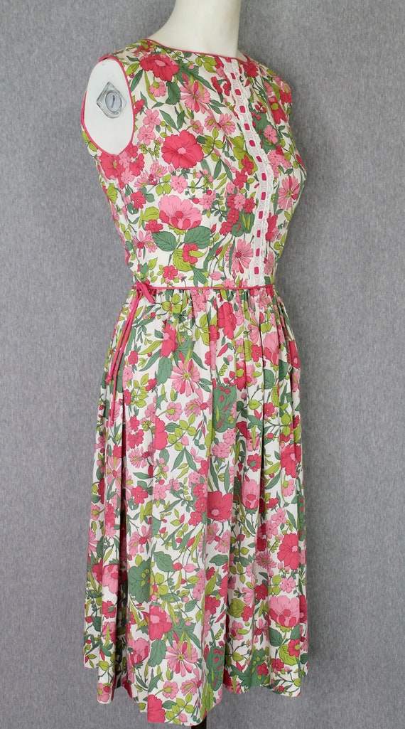 1950s-60s Pink Floral Dress - Patio Dress - Sundr… - image 3