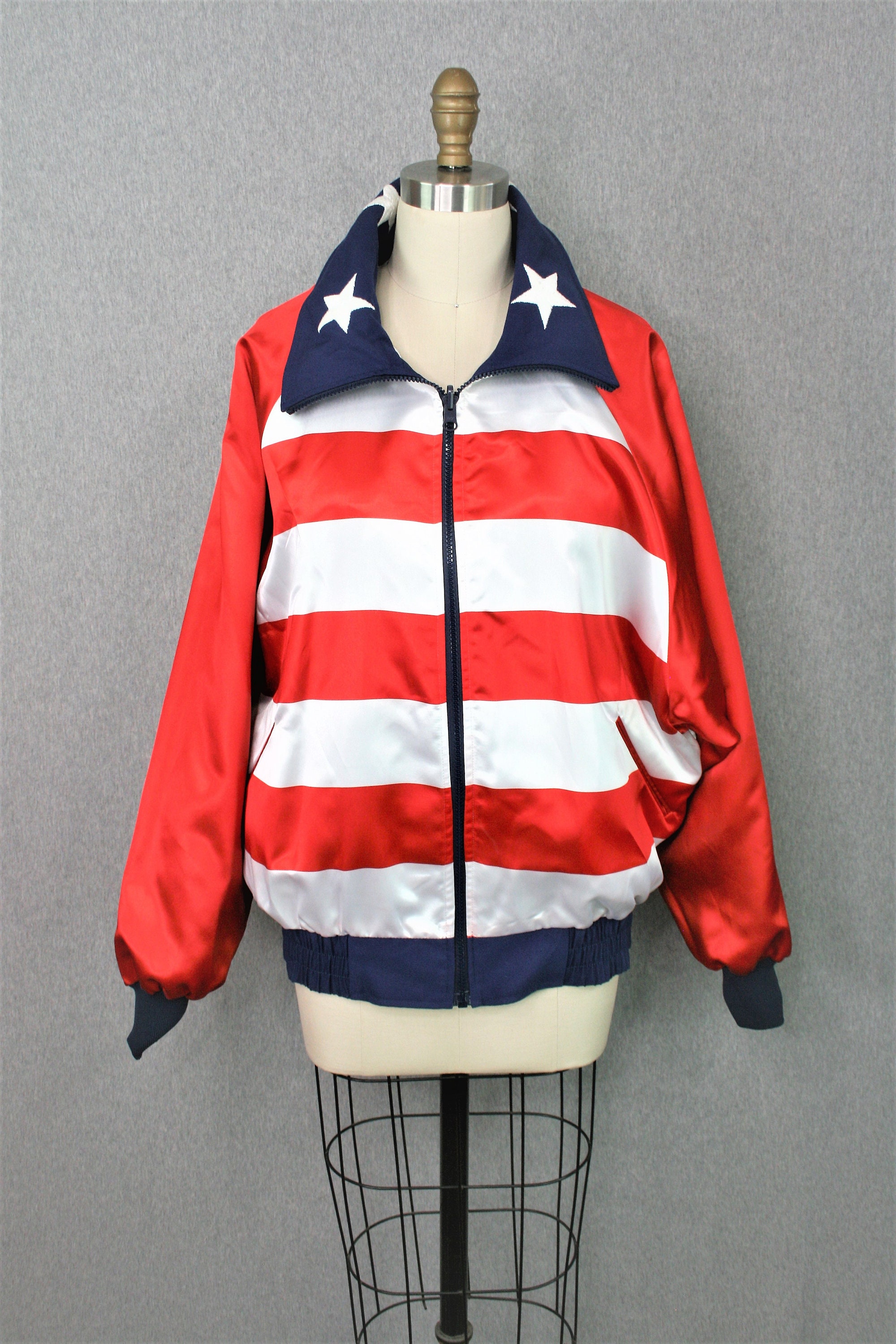 The Patriot Embroidered Stars Flag Jacket Reversible by - Etsy
