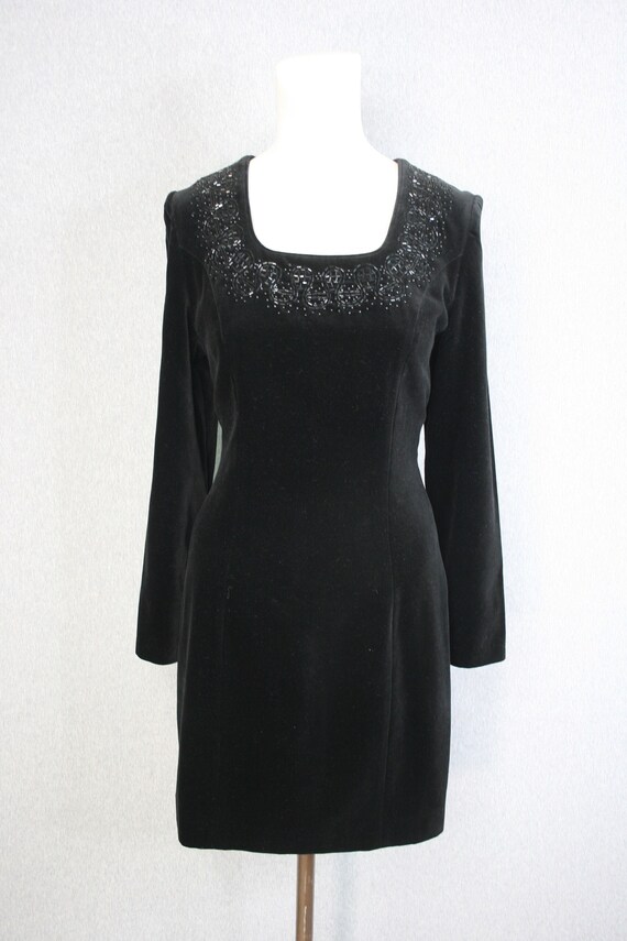 Laura Ashley - Black Velvet - Beaded - Cocktail Dr