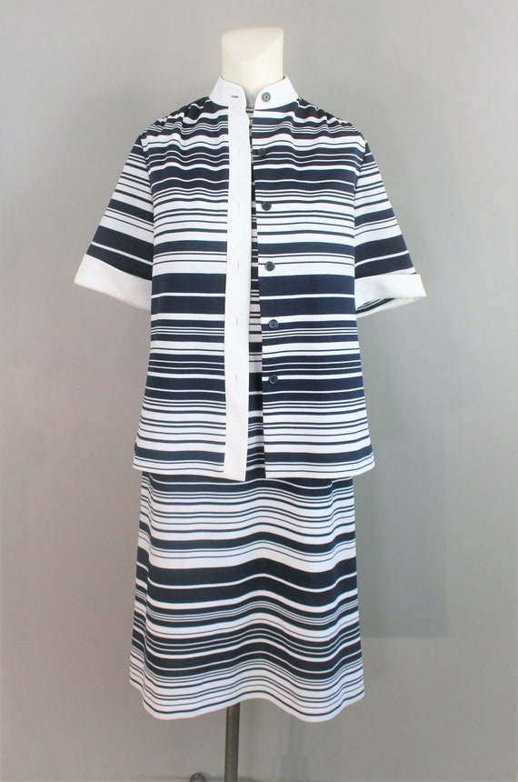 Cheekaberry - 1970s - two Piece - Navy Striped - M