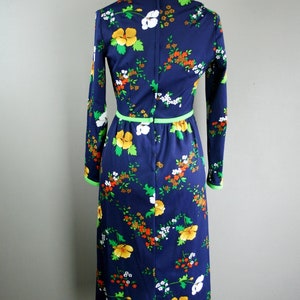 1970 Keram Nylon Knit Navy floral Print, Trimmed in bright Green image 3