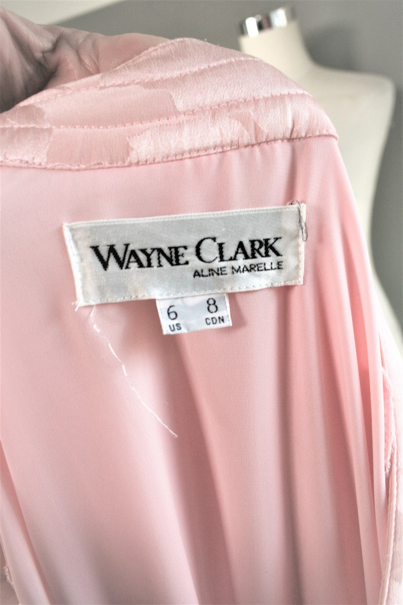 Pink Chiffon Circa 1980/'s Rhinestone Buttons Marked size 6 Oh So Charming Cocktail Party Dress Wayne Clark