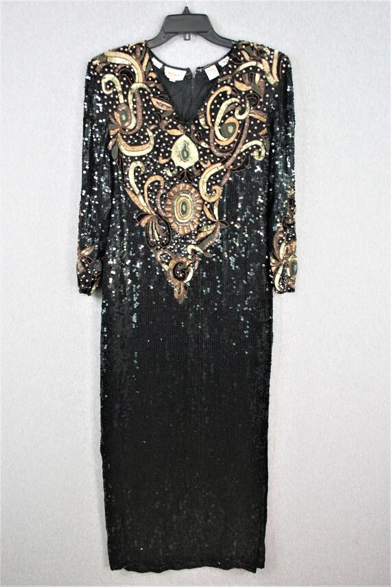 1990s - Sequin/Beaded - Cocktail Gown - Sheath - … - image 8