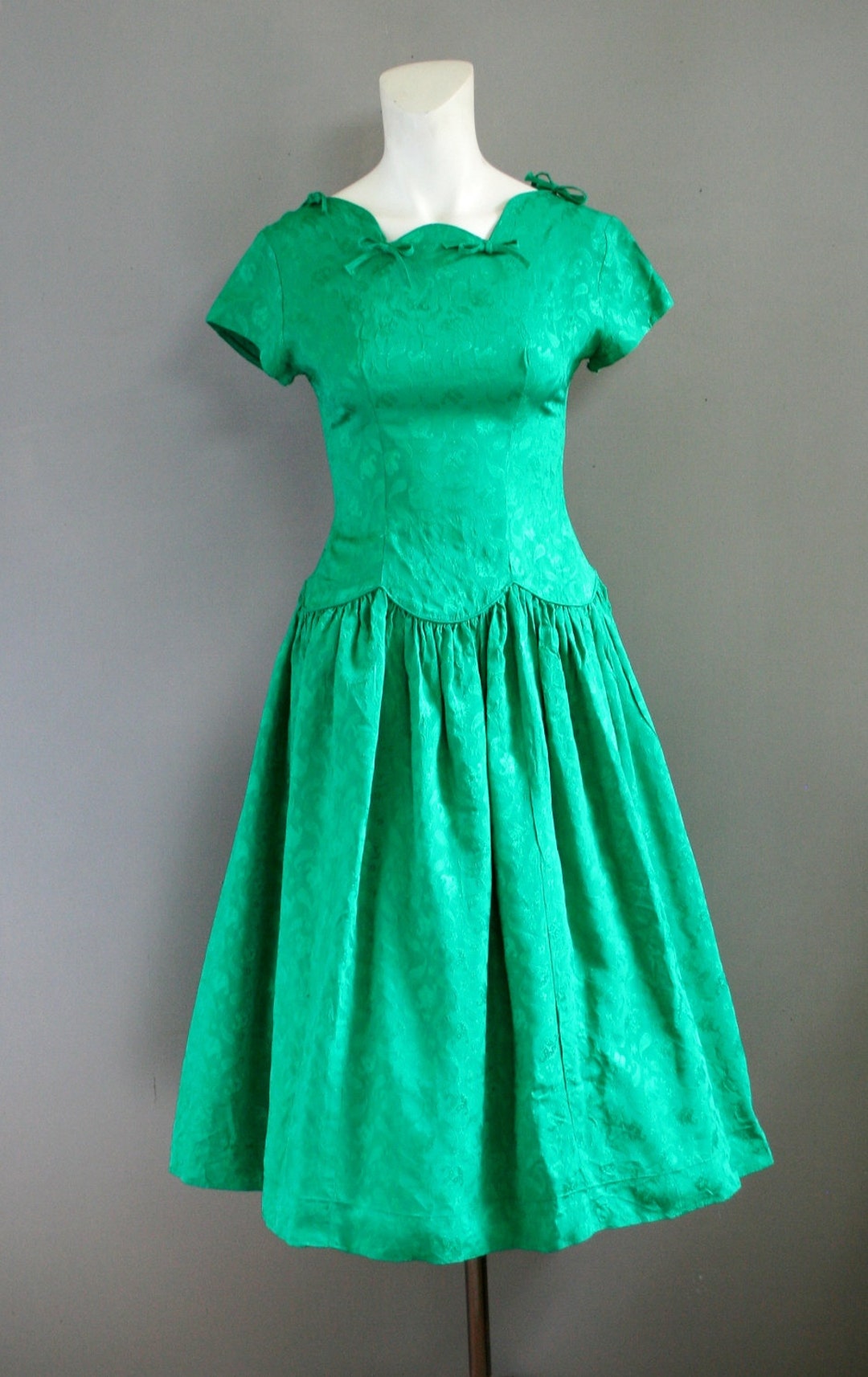 1950 Suzy Brooks Kelly Green Emerald Green Damask - Etsy