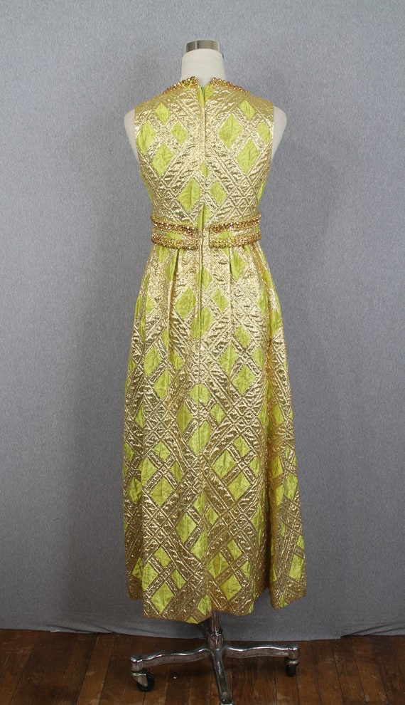 1960s DAVISON'S Evening Gown - Chartreuse and Gol… - image 4