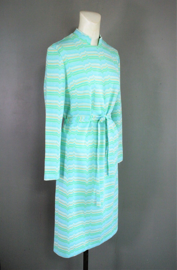 1970s Hobnobber - Knit Dress - Mint Stripe - Mod M