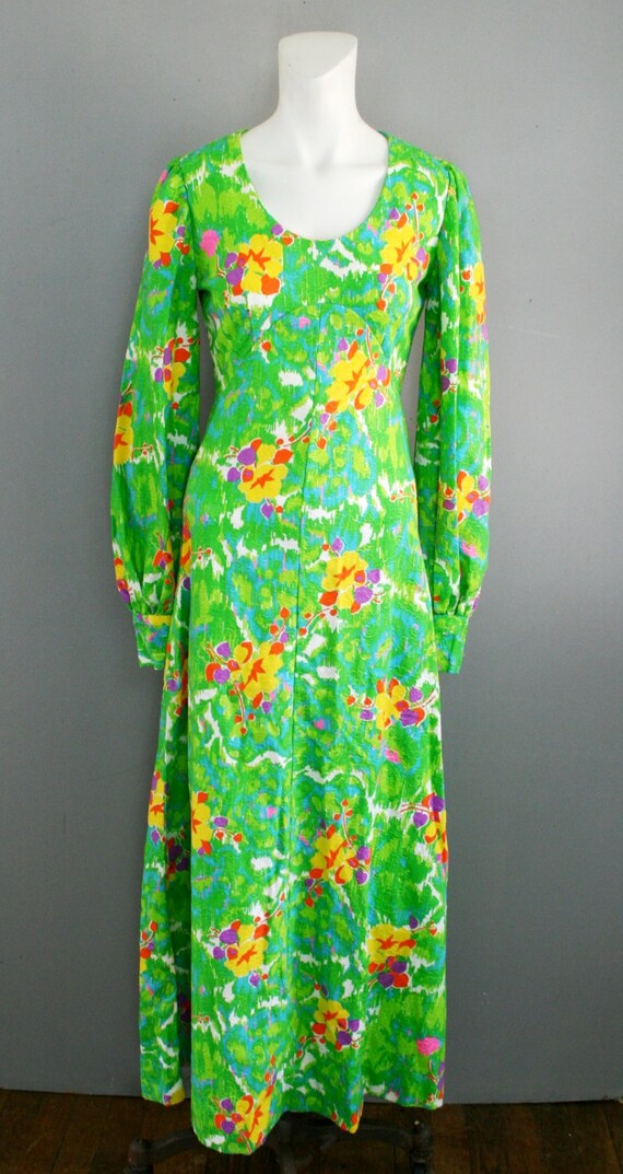 1970's - Mod Maxi - Mod Mini -  Lime Green - Abst… - image 2