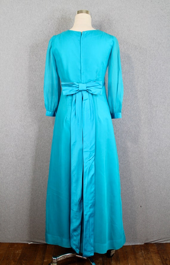 1950s, 1960s Chiffon Party Dress - Teal Blue - Bl… - image 6