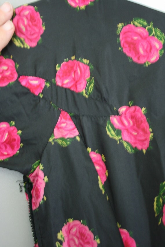 1940-50's -Silk Taffeta Rose Print Dress by Ben R… - image 4