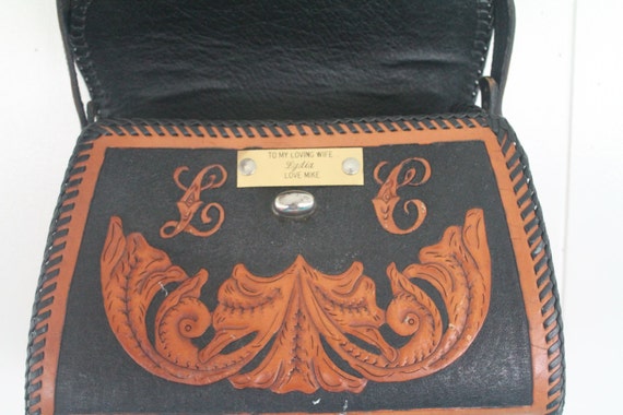 Tooled Purse - Western - Cowgirl - Large Heavily … - image 4