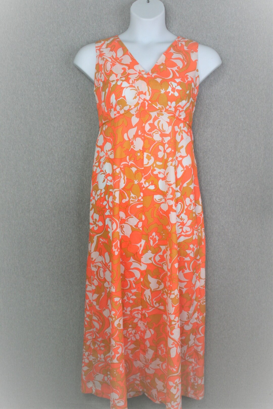 Liberty House of Hawaii, Psychedelic Floral Print Maxi Dress, Hawaiian Luau Tiki Dress S main image 0