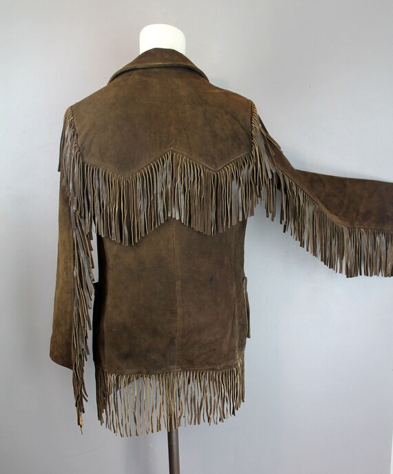 1950's Chocolate Brown Fringe Jacket - Suede Leat… - image 5