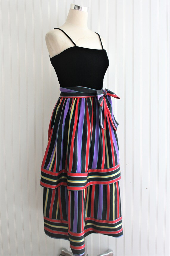 Small 1970s Taffeta Evening Skirt Blue Formal Maxi Dressy Separate
