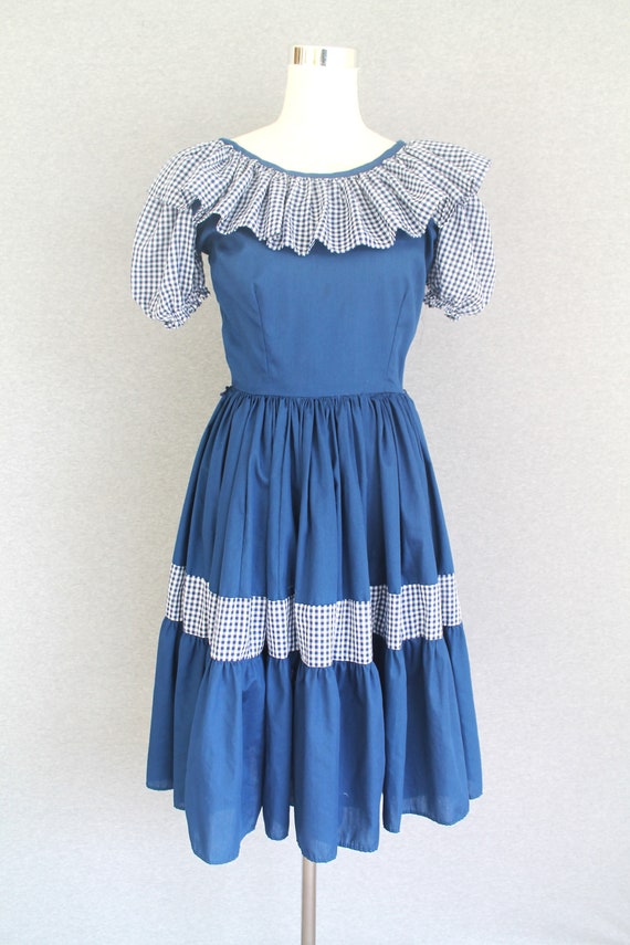 H Bar C - 1960-70s - Blue - Gingham - Square Danc… - image 3