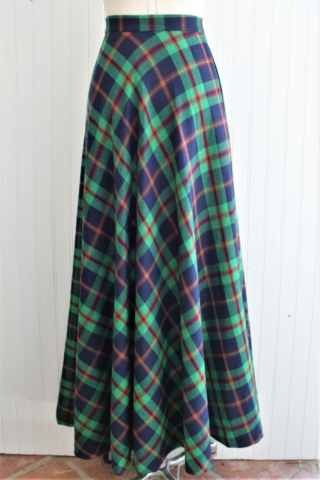 1970s Wool Plaid Aline Maxi Skirt Bias Cut Tall by Etsy