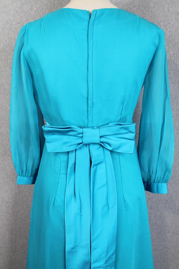1950s, 1960s Chiffon Party Dress - Teal Blue - Bl… - image 7