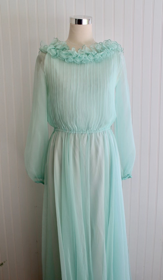 1960s - Jack Bryan Evening Gown - Mint Green - Ch… - image 2