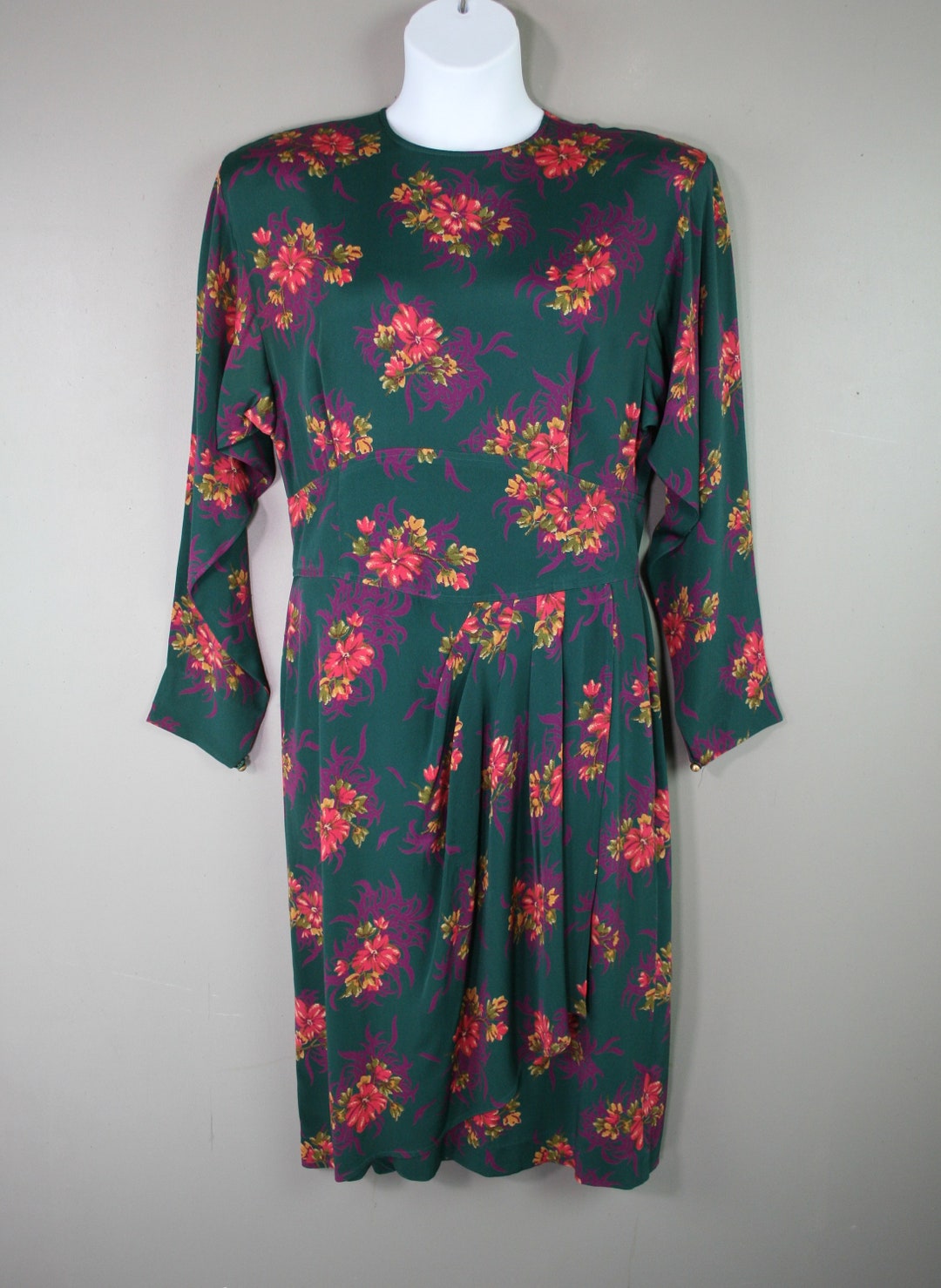 Fall Floral Liz Claiborne Circa 1990s Forest Green - Etsy
