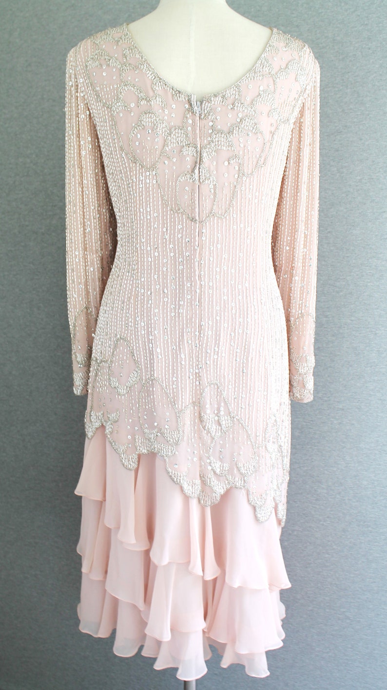 Petal Pink Beaded Cocktail Dress Wedding Guest Mother of Bride by Jack Bryan Marked size 12 image 3