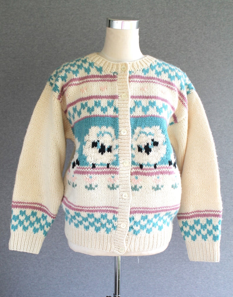 Cottagecore 1980s Little Lamb Spring Cardigan Wool by Woolrich Marked size S image 1