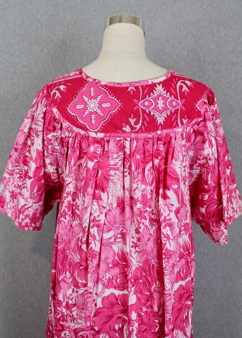 1970s 70s Hot Pink Muumuu by Loungees Beach Cover Up Floral Kaftan Resort Wear Palm Beach image 6