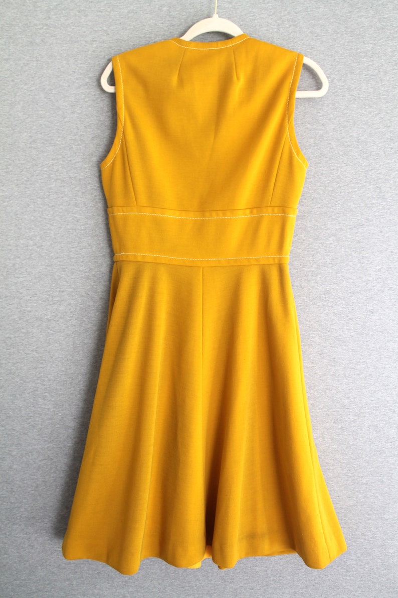 1970s Hold the Mustard Wool Knit Wrap Dress by Morton Myles Marked size 12 image 5