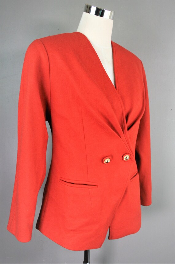 1980-90's, Orange,  Wool Blazer - Estimated size M