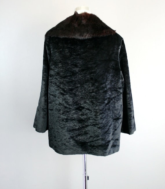 LUX Mink Collar - Black Chenille Cropped Jacket -… - image 2