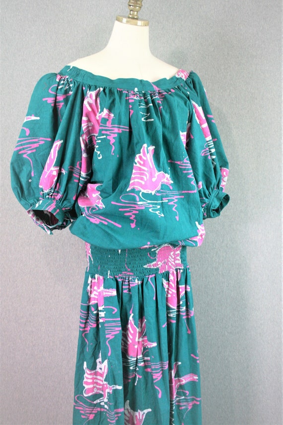 1980s, 1990's Designer, Drop waist Bubble, Batik, 