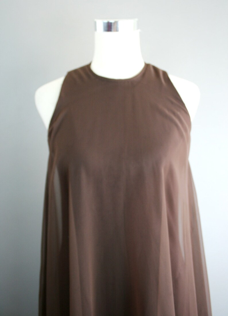 1970s Brown Chiffon Evening Gown by Coco of California Formal, Black Tie Party Dress image 4