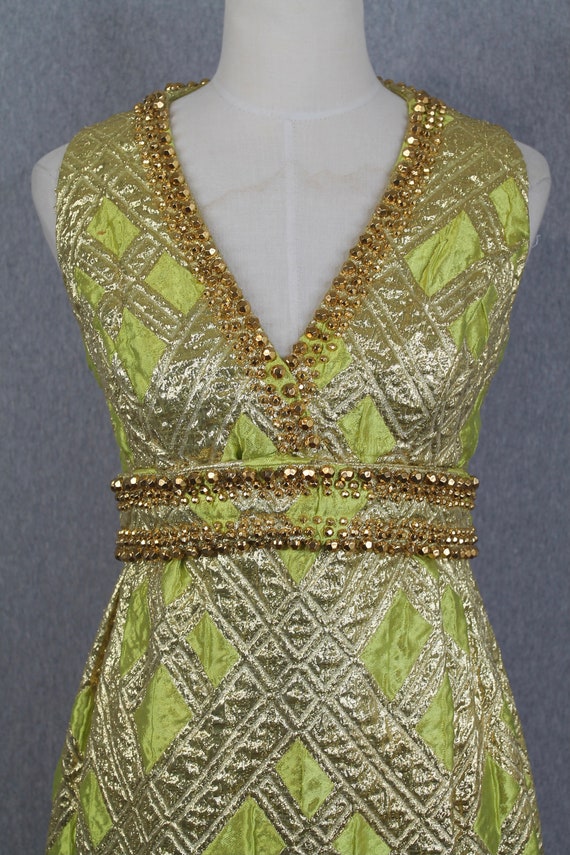 1960s DAVISON'S Evening Gown - Chartreuse and Gol… - image 8