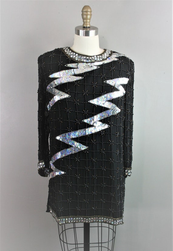 1980s 1990s - Sequin Tunic - Sequin Mini Dress - L