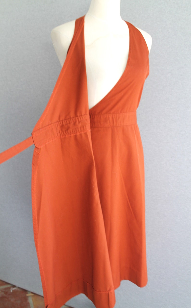 1970s Rust Wrap Dress Halter Dress by Fashion World Marked size M image 3