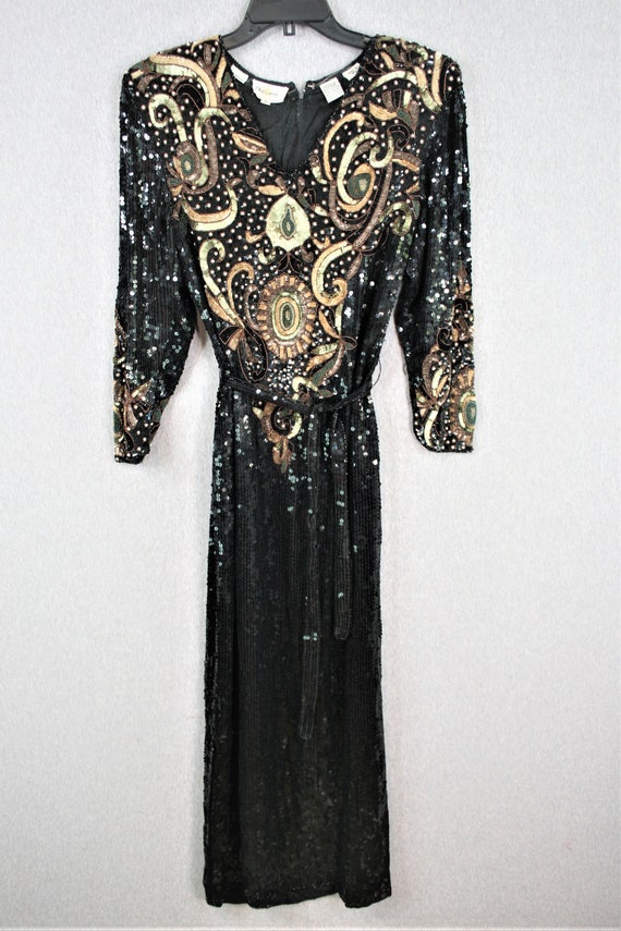1990s - Sequin/Beaded - Cocktail Gown - Sheath - … - image 9